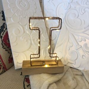 Copper Wire Letter T Light Decor